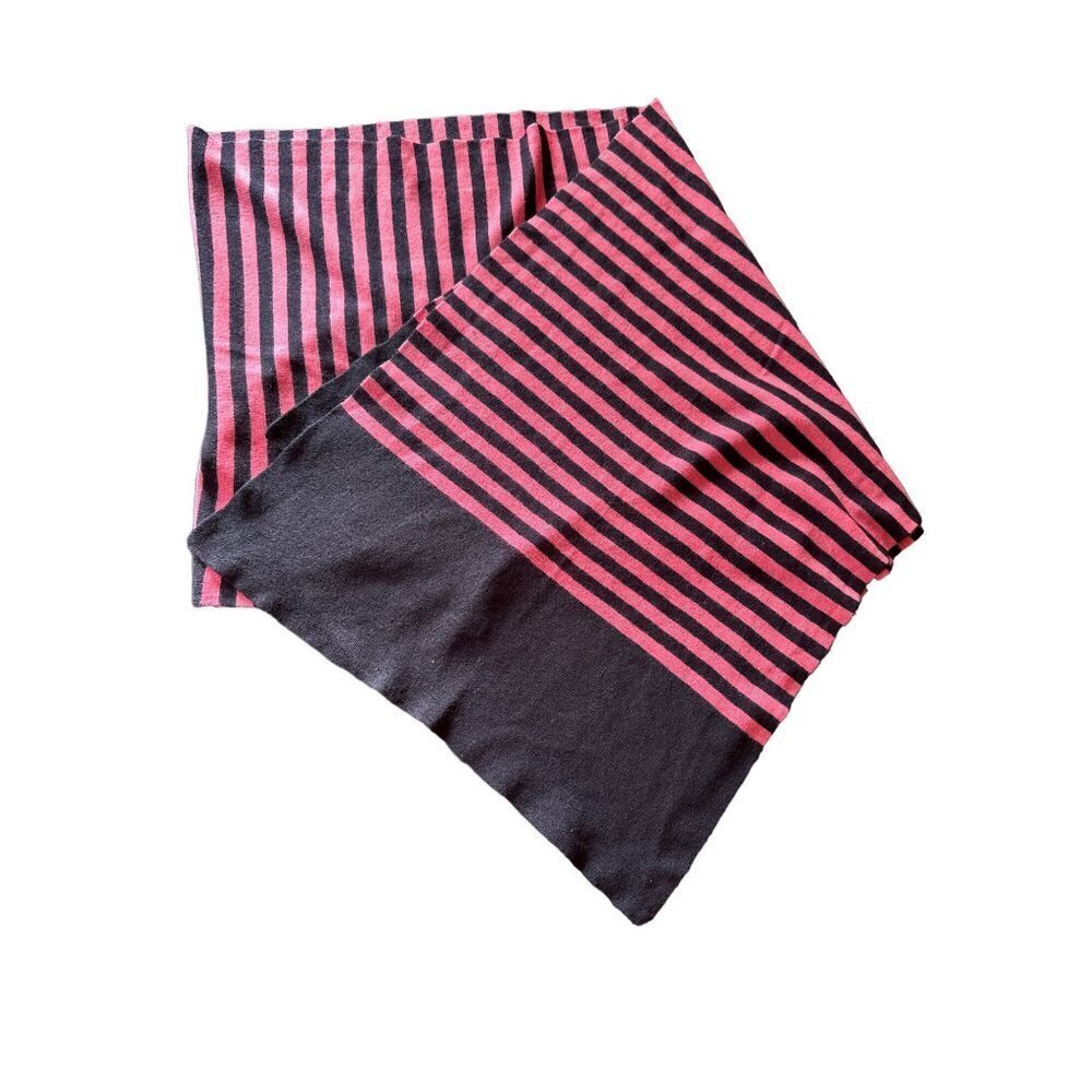 J Crew Navy Blue Pink Striped Extra Wide Scarf Muffler Knit One Size